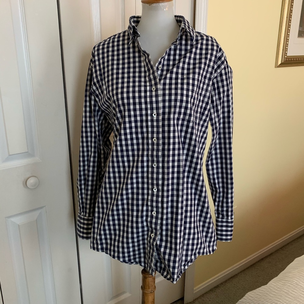 Claridge & King navy/white womens button-down szXL